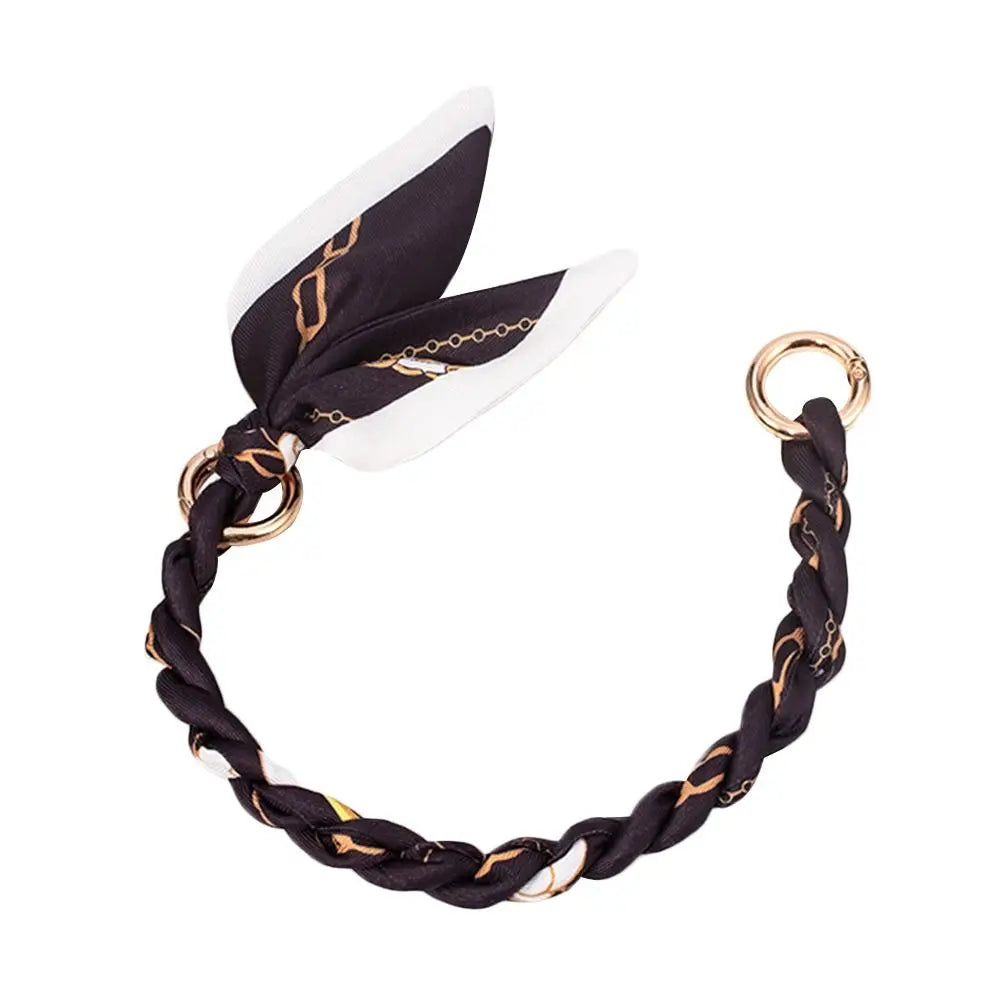 Decorative Silk Scarf Bag Chain with Detachable Bow