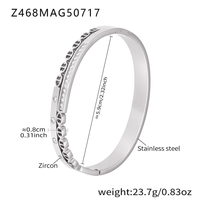 Openable Gold-Plated Zircon Bangle Bracelet
