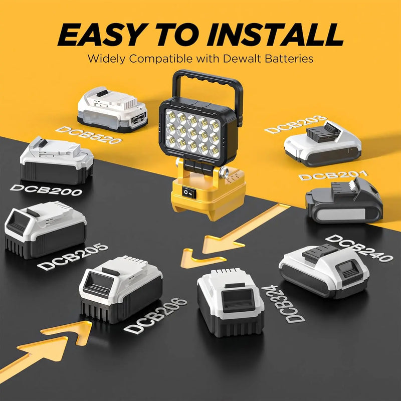 18V Cordless LED Work Light with Dual USB Charging