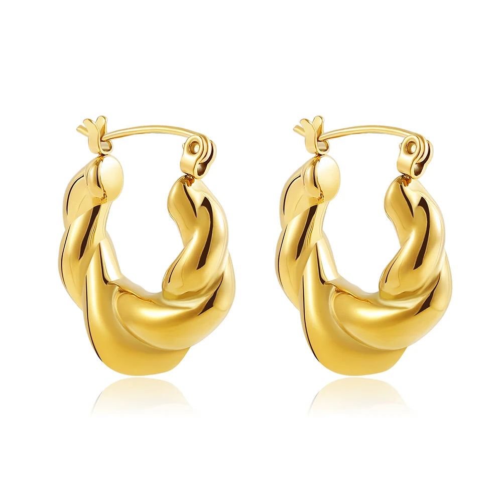 Geometric Gold Plated Huggie Hoop Earrings
