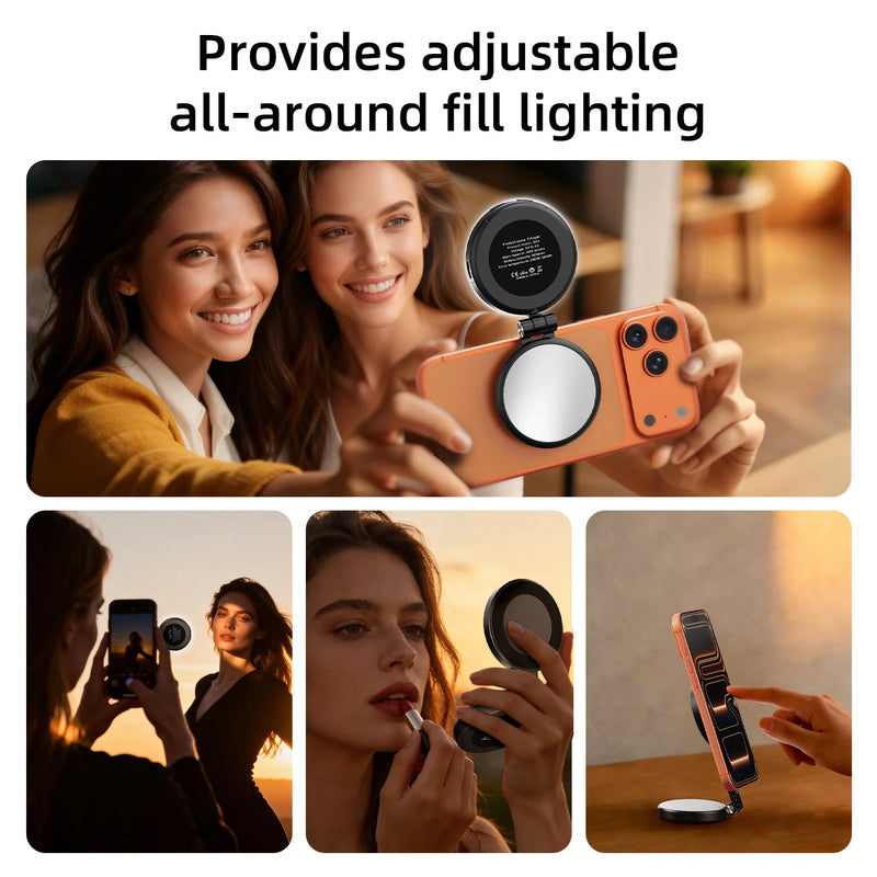 Magnetic Selfie Ring Light with Mirror & Phone Stand