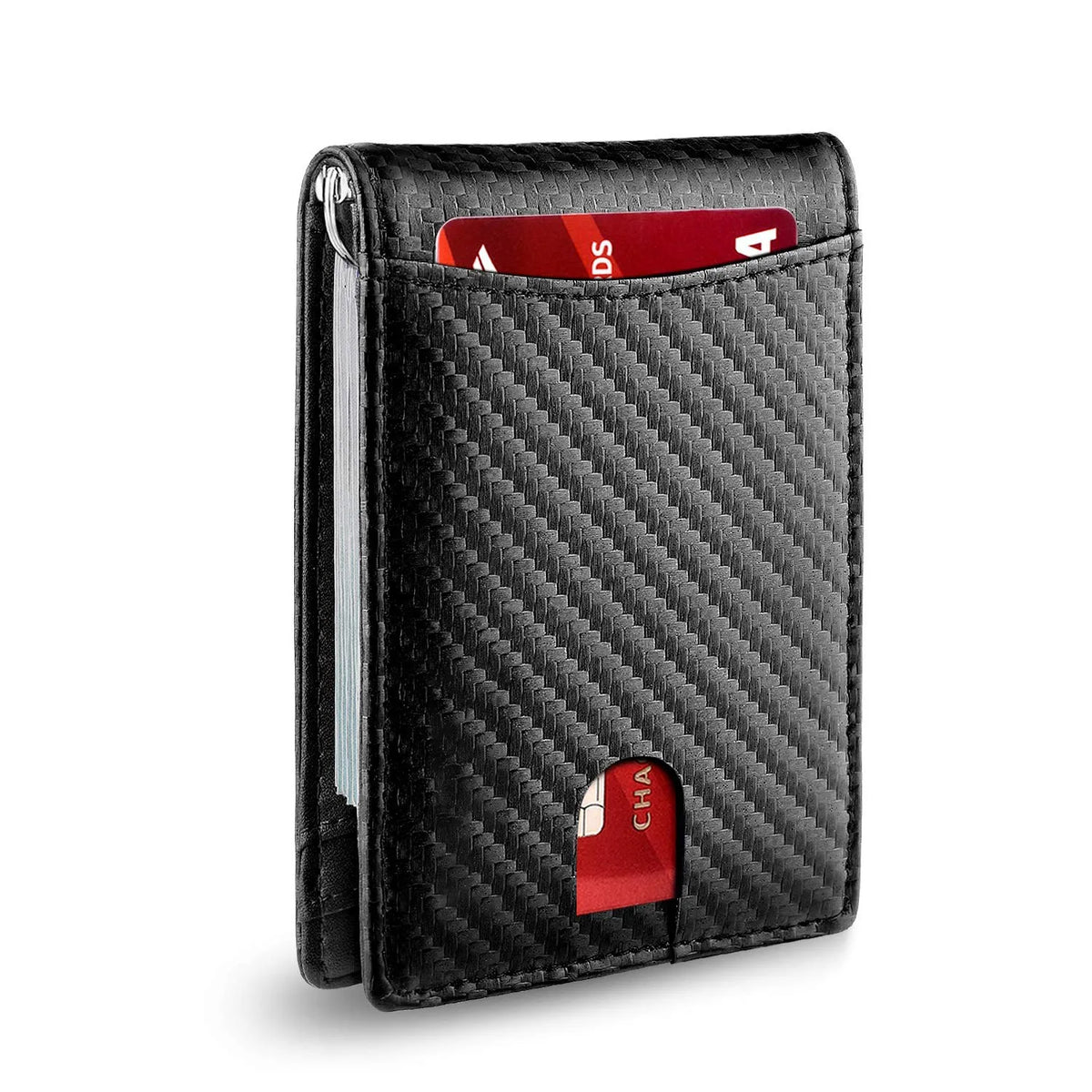 Slim Leather RFID Blocking Wallet with Money Clip