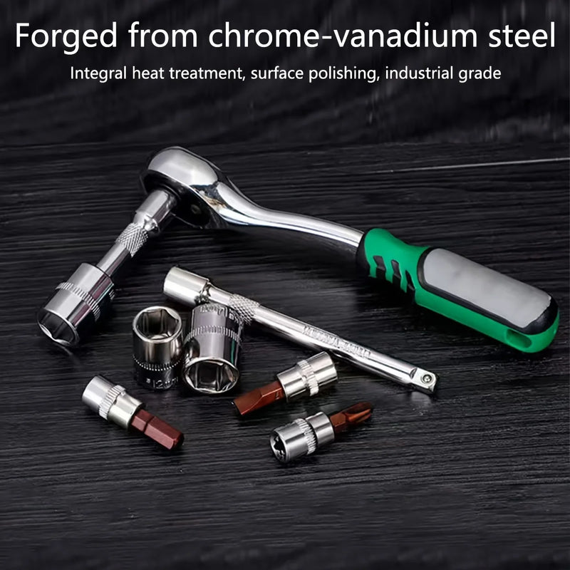 53-Piece Professional Mechanic's Tool Kit with Quick Ratchet