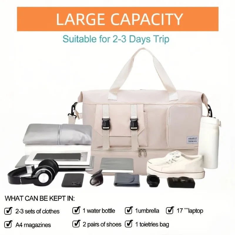 Spacious Travel Duffel Bag with Shoe Compartment