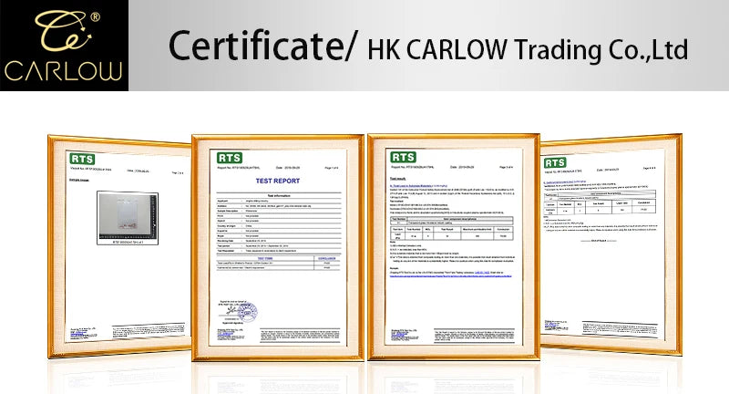 Three framed test reports for a Mocha Multi-Color Glass Rhinestone Chain product.