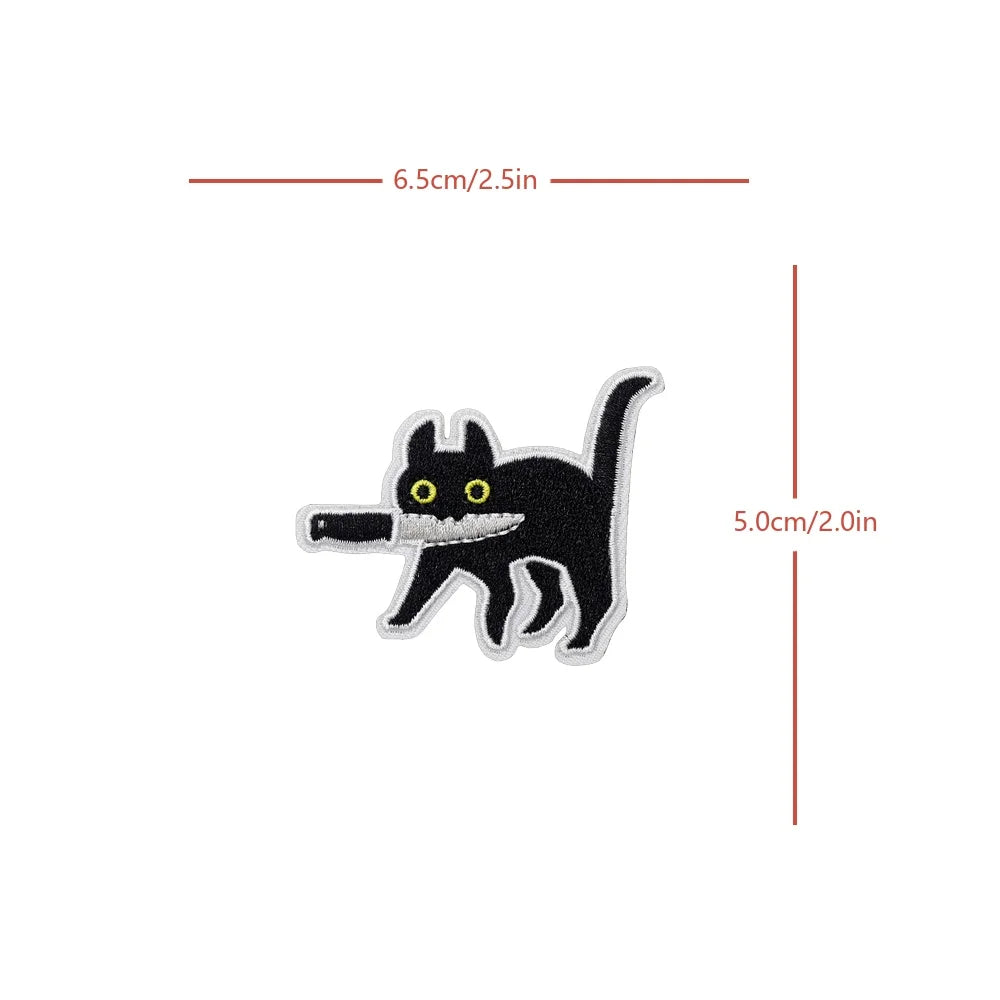 Assassin Cat Embroidered Patch – Funny Hook & Loop Badge