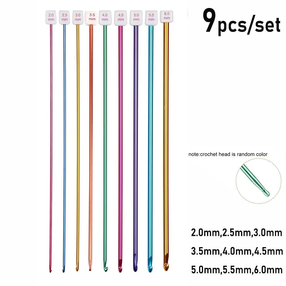 Multicolor Tunisian Afghan Crochet Hook Set (11 Sizes, 2–8 mm)
