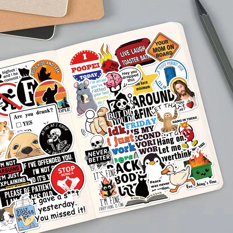 Snarky Meme Vinyl Stickers - Funny Doodle Art Decals