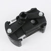 Black adjustable oil filter wrench with a two-jaw design and coiled springs