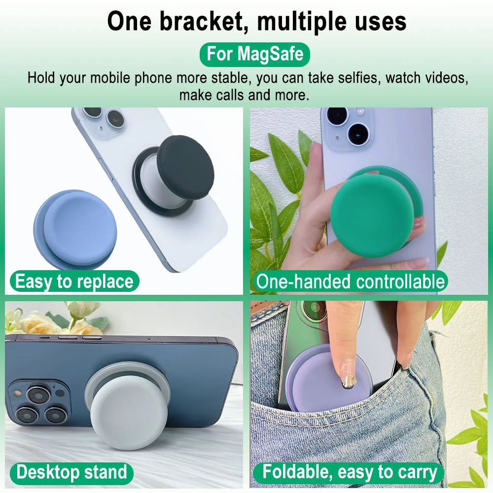Magnetic Phone Grip and Stand with Silicone Cover