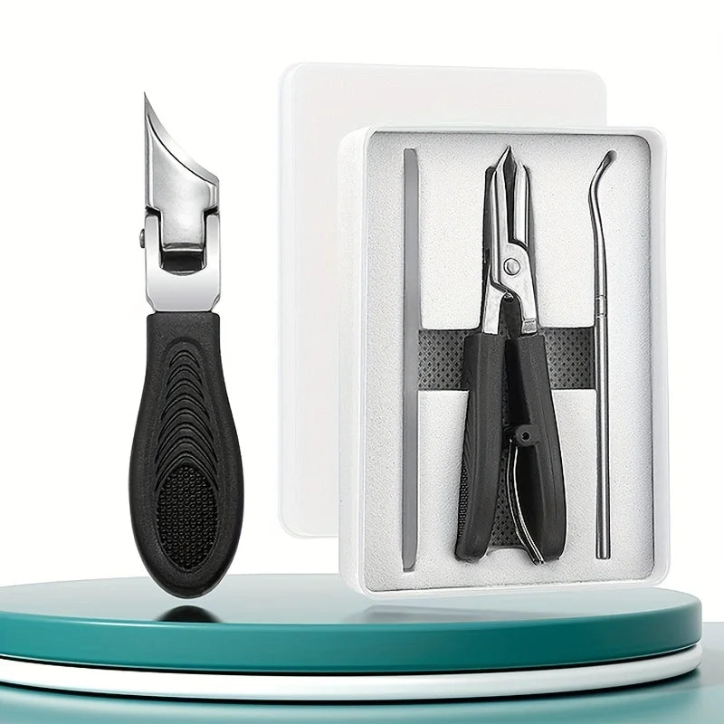 Angled Stainless Steel Nail Clippers for Thick Nails — Set of 3