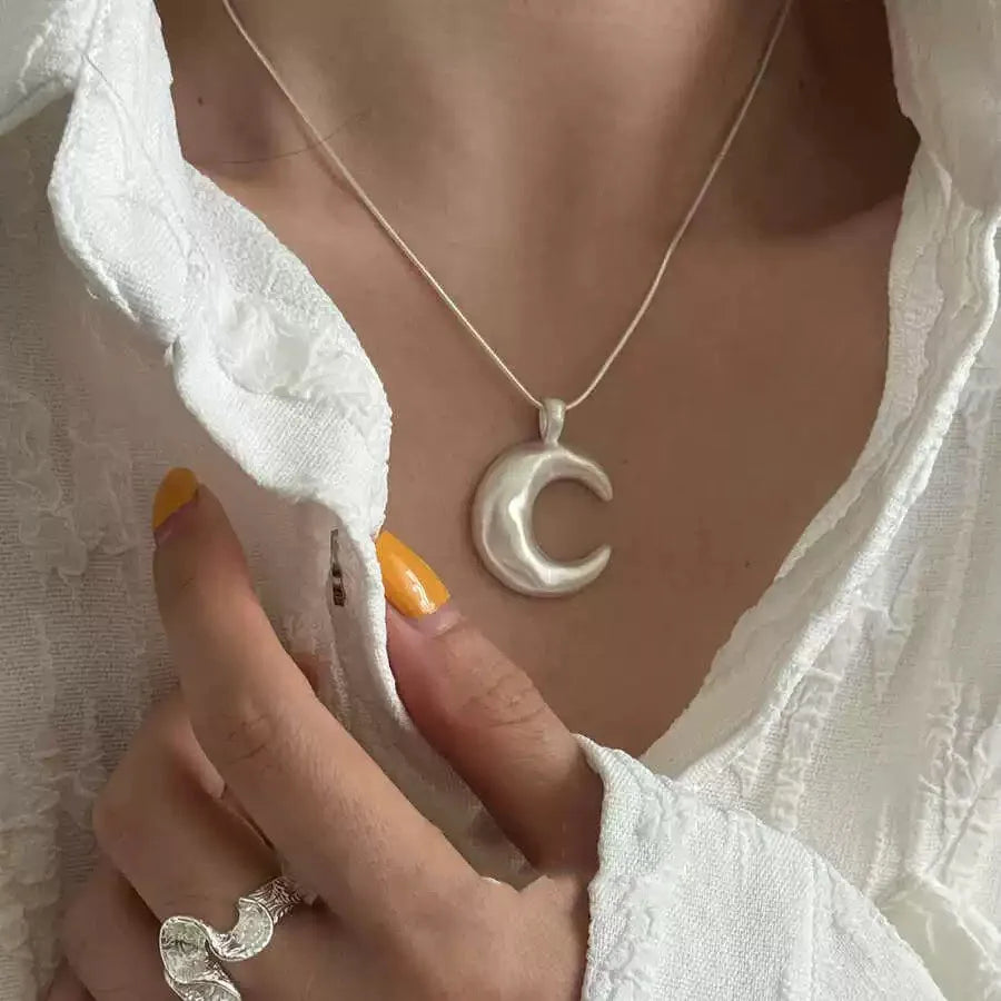 Sterling Silber Mond Anhänger Halskette