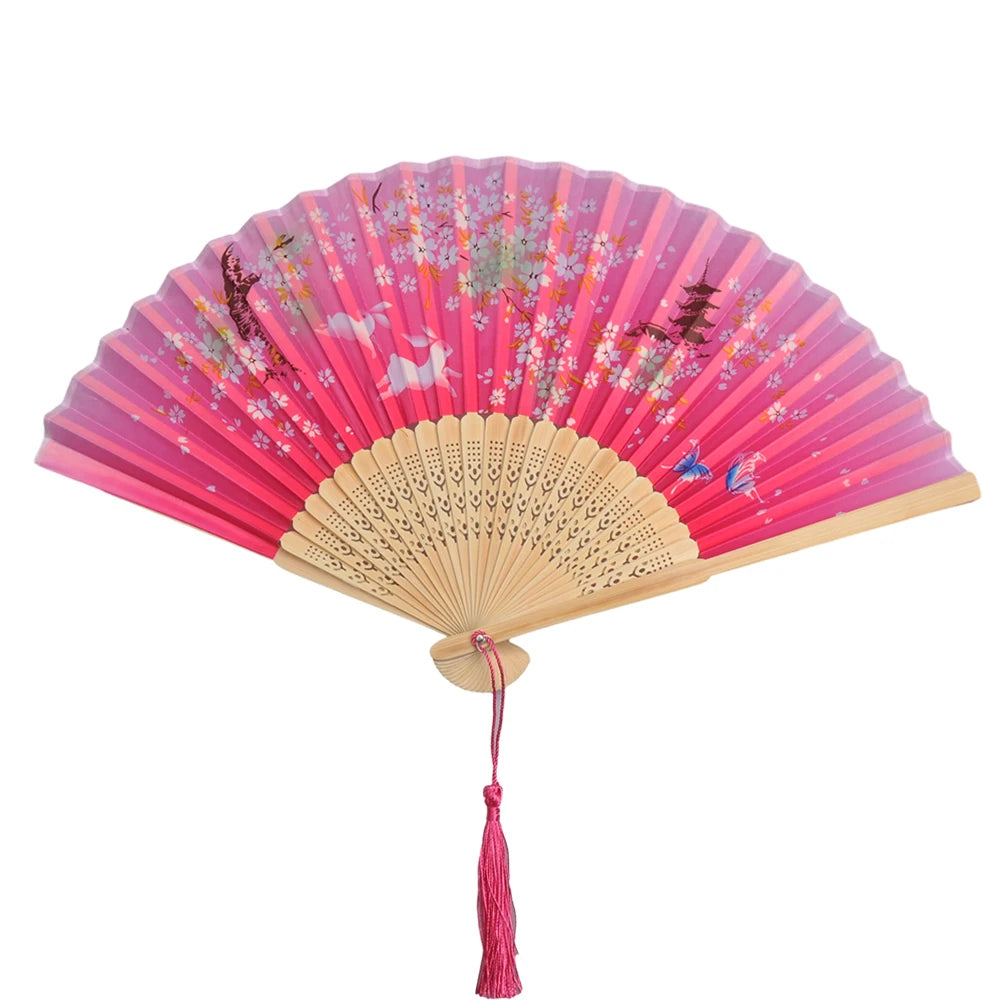 Traditional Folding Hand Fan with Bamboo Frame