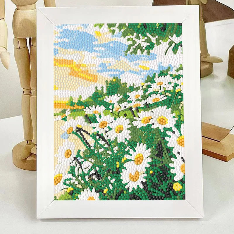 5D Diamond Painting Kit – Flower Landscape with Frame