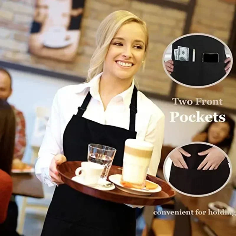 Adjustable Solid Color Kitchen Apron with Pocket