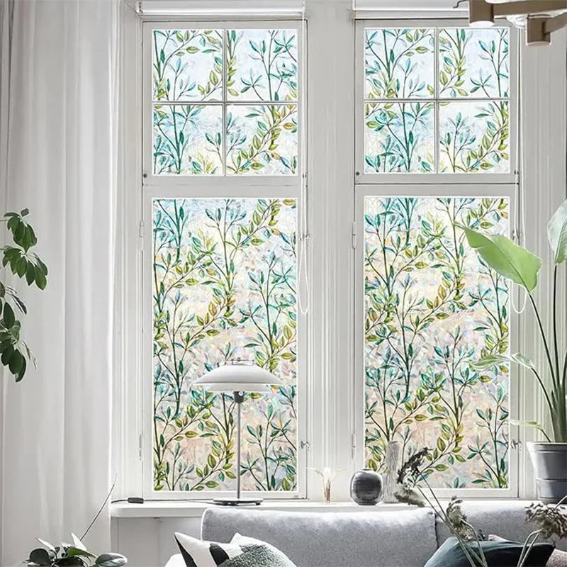 Green Vine Window Privacy Film – Static Cling Decorative Glass Cover