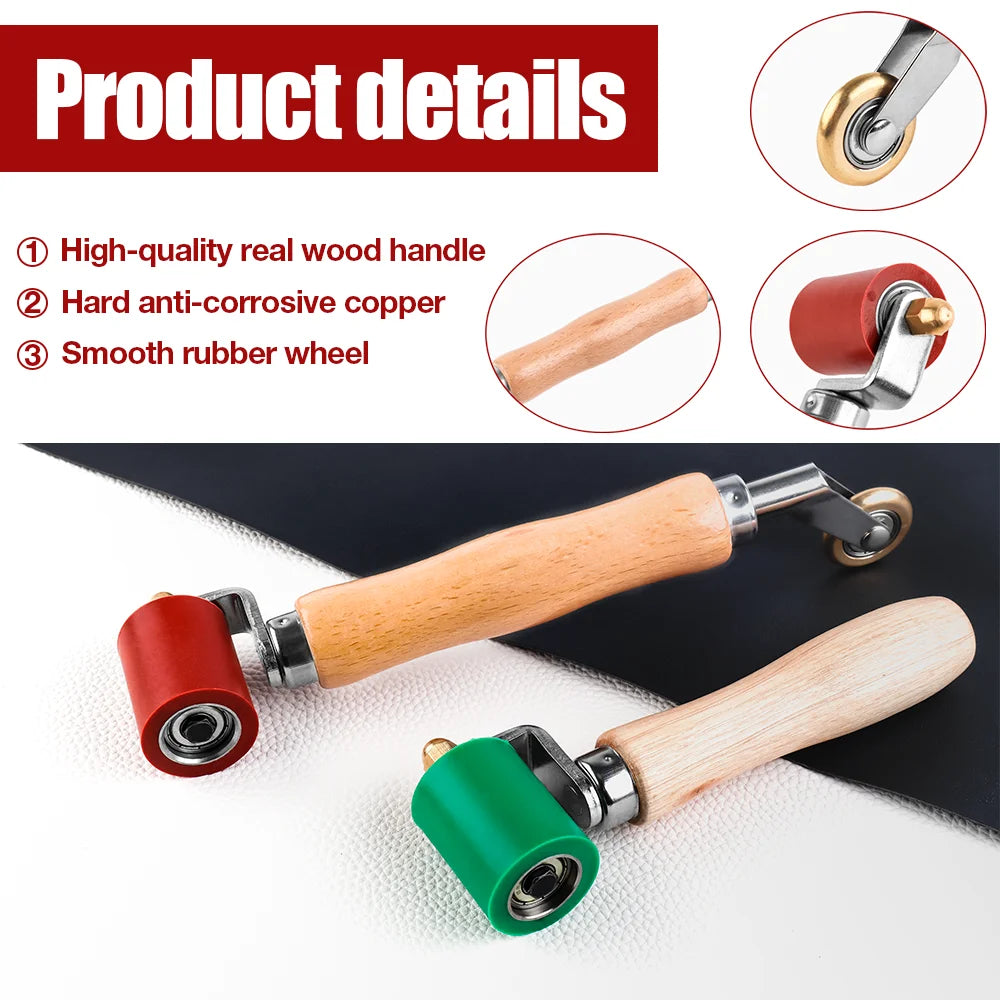 A wooden handle tool with a silicone handwheel and metal fitting for welding or sealing tasks.