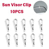 Ten silver sun visor clips for securing items