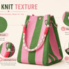 Striped Knit Mini Bucket Tote Bag