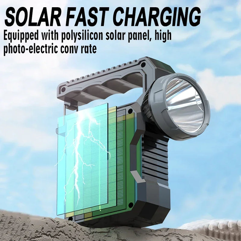 Solar-Powered LED Flashlight with USB-C Charging