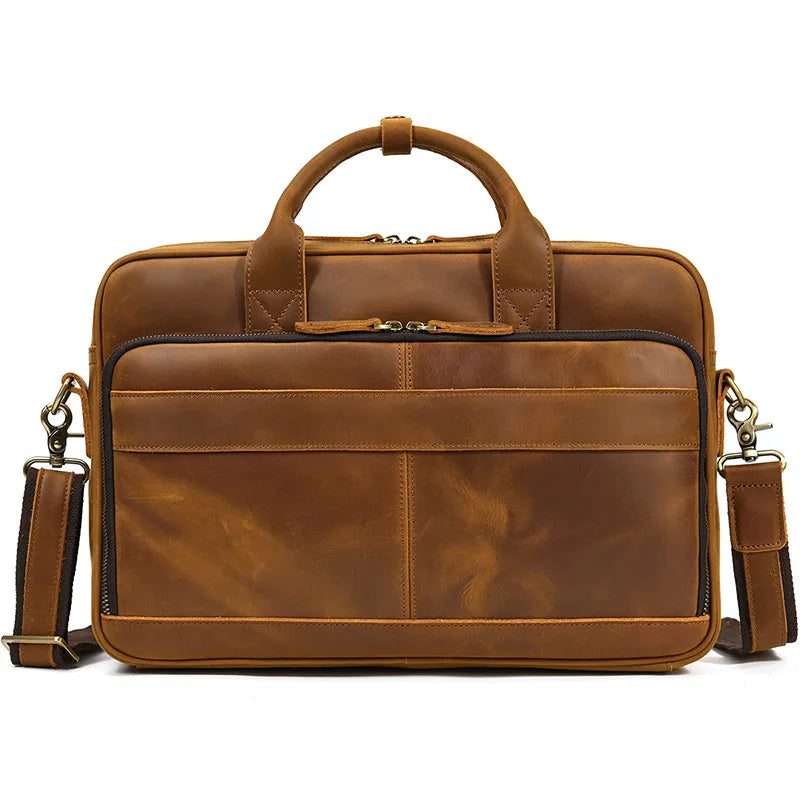 Vintage Genuine Leather Executive Laptop Briefcase