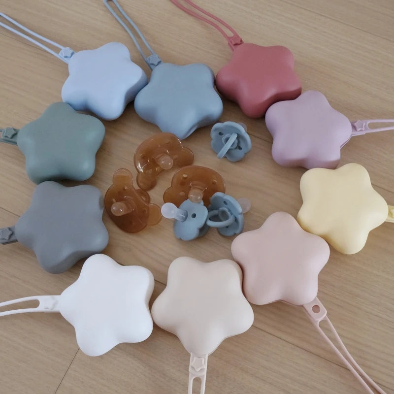 Star Silicone Pacifier Storage Box with Stroller Hanging Strap