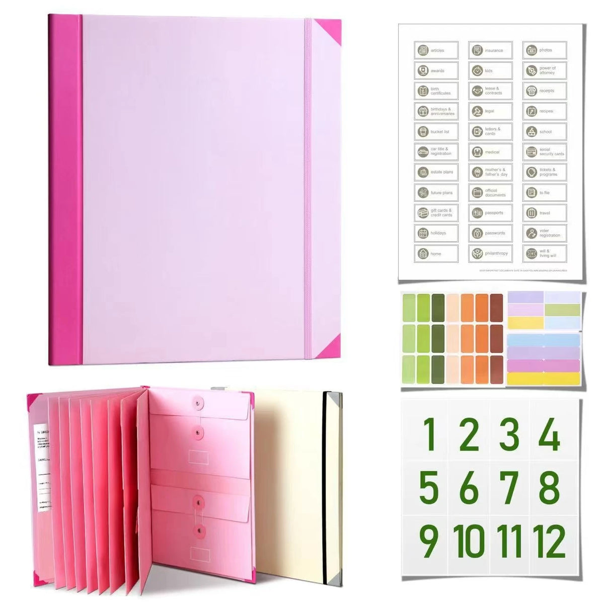 Emergency Preparedness Document Organizer with Accordion Pockets