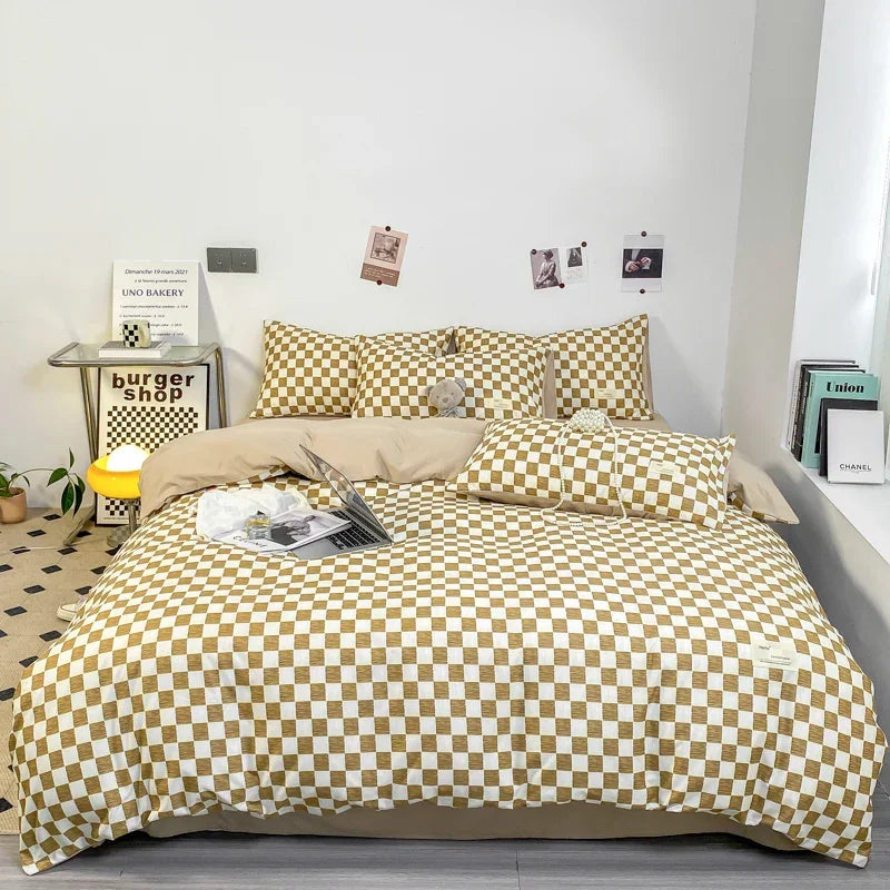 Black and White Plaid Duvet Cover Set with Pillowcases