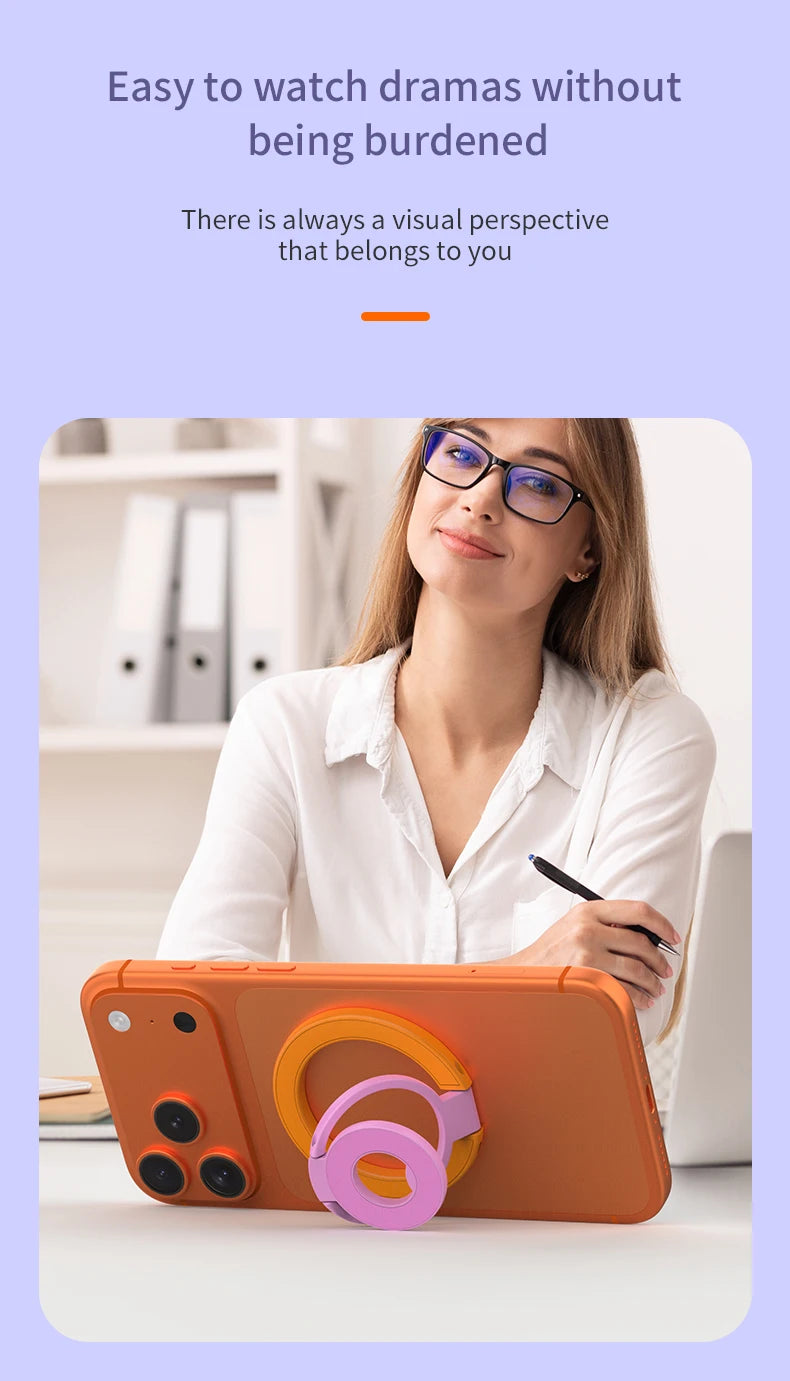Double-Sided Magnetic Phone Ring Holder with Kickstand