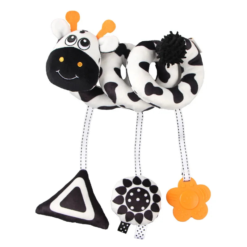 Soft Car Seat & Stroller Toy Set with Mirror, Crinkle, and Squeaky Sounds