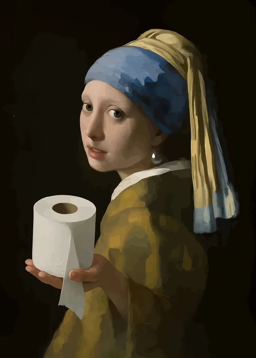 Mona Lisa Funny Bathroom Wall Art Canvas Print