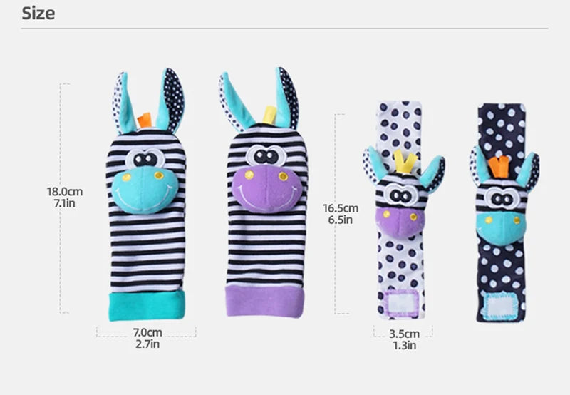 Soft Plush Baby Rattle Wrist and Foot Socks Set for Newborns