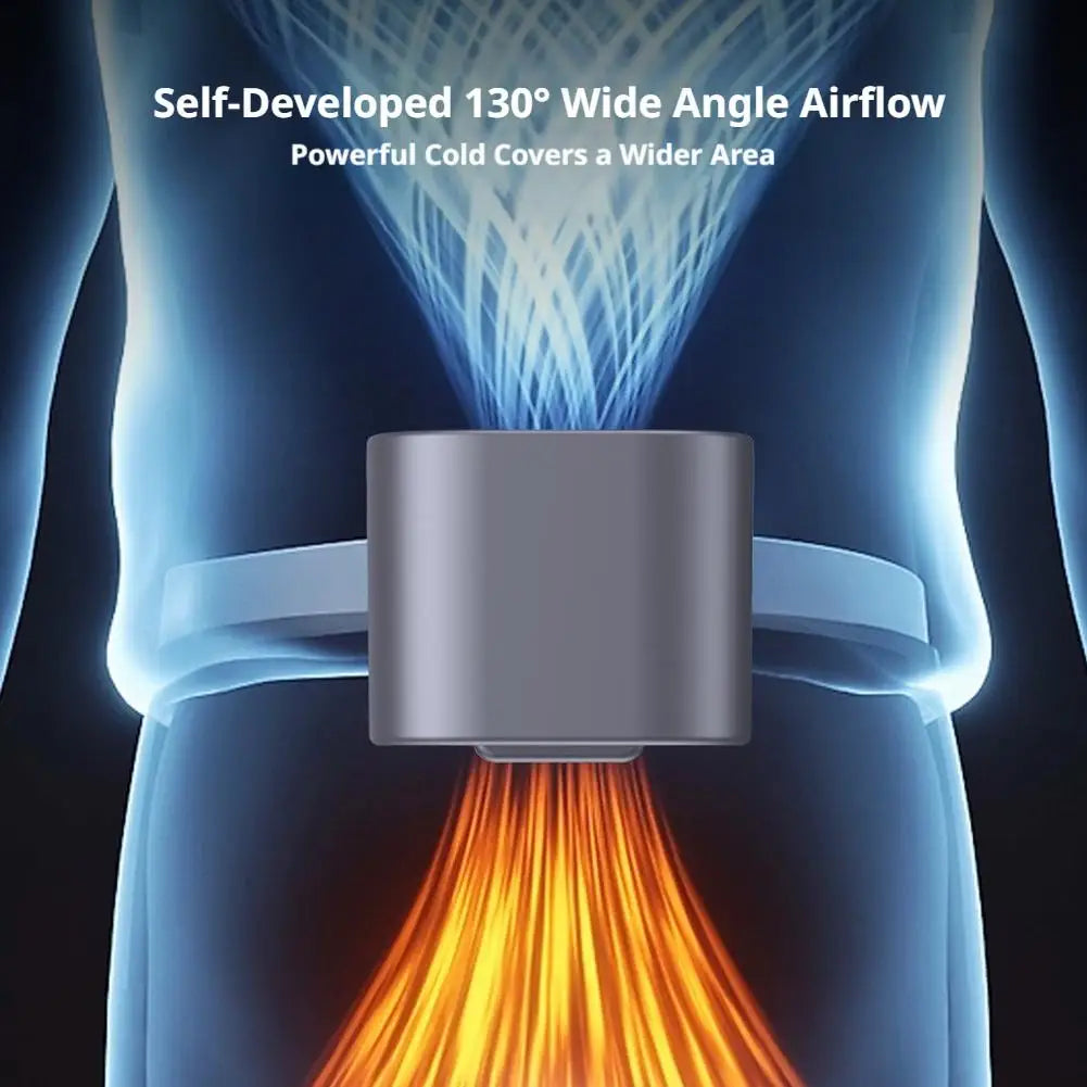 A device is shown directing a stream of warm orange light onto the lower leg area.