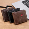Men's Waxed Leather Bifold Wallet with All-Around Zipper