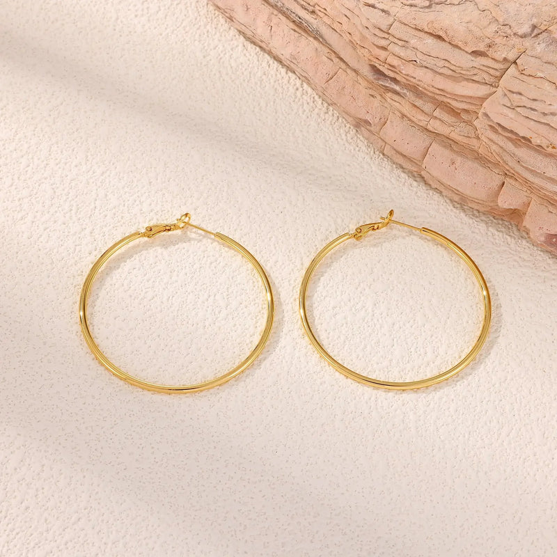 18K Gold Plated Stainless Steel Hoop Earrings