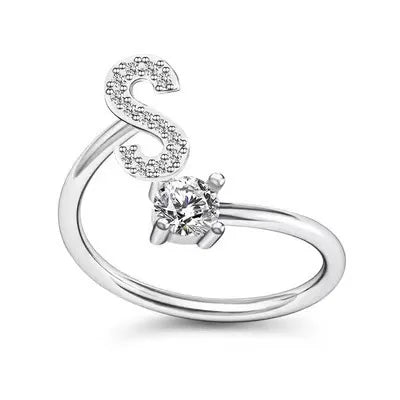 Initial Letter Ring with Zircon Accent