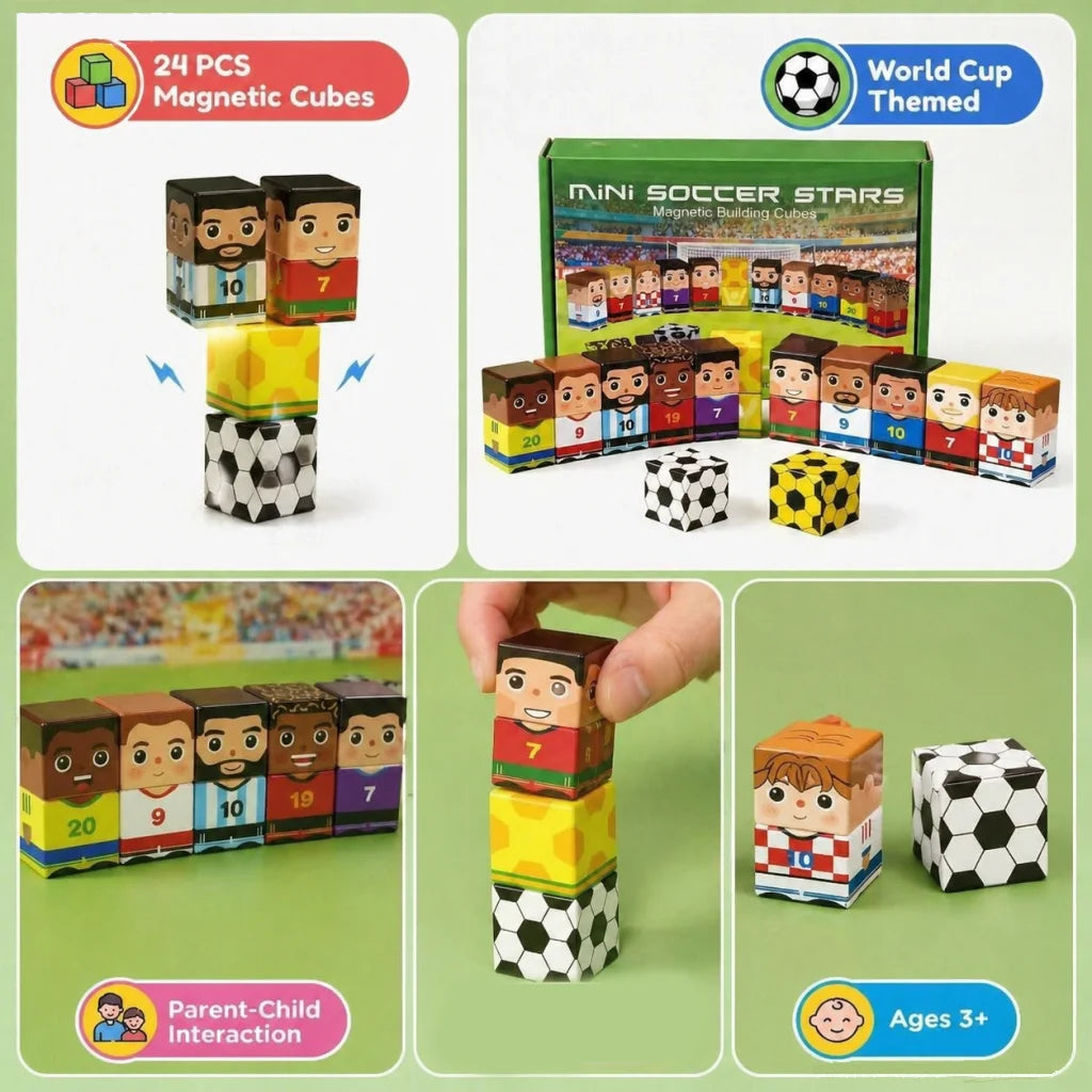 Soccer Magnetic Building Blocks Set (24 Pieces)