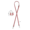 Pink leather shoulder strap for mini bags with adjustable length and clasp.