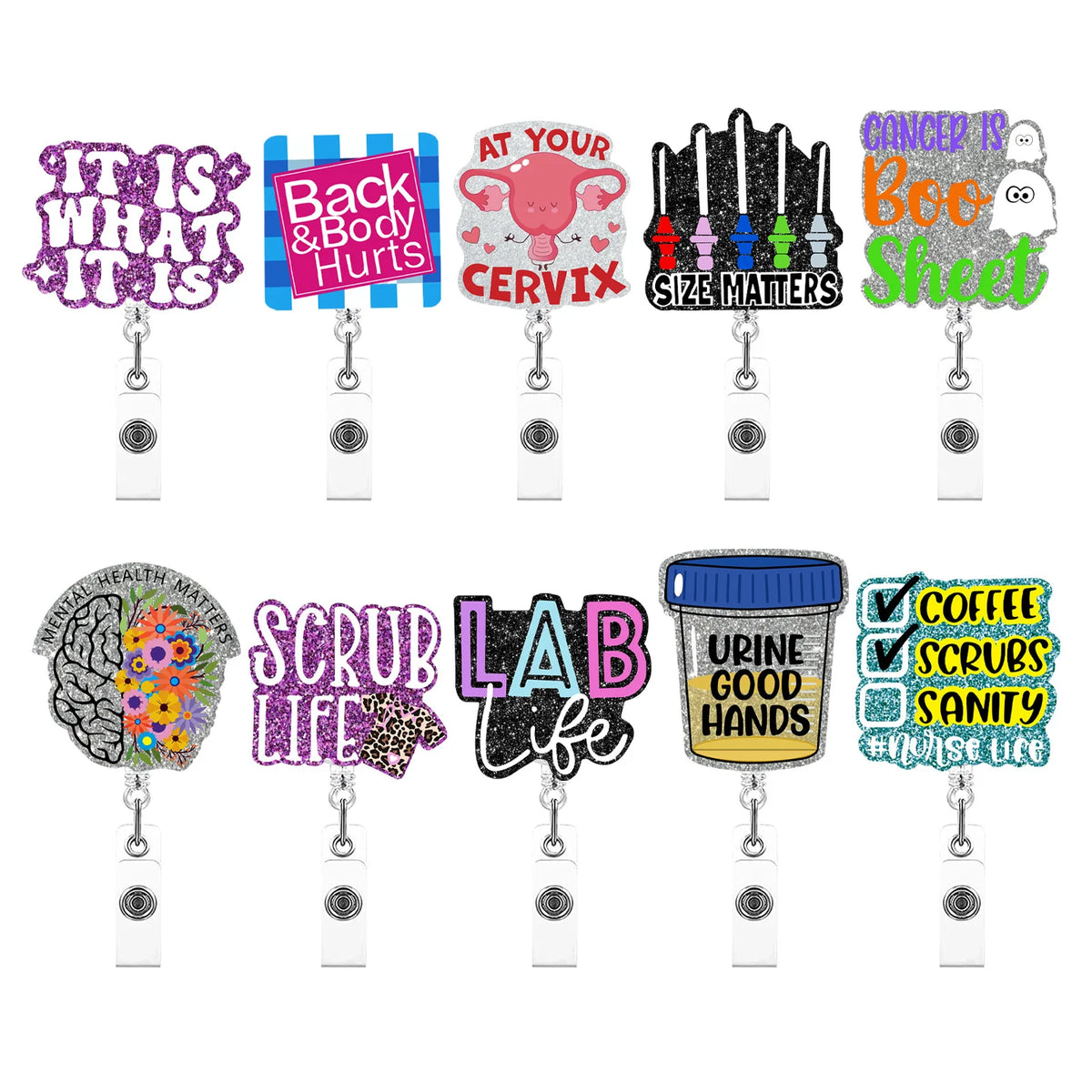 Sparkling Acrylic Retractable Badge Reel with Clip
