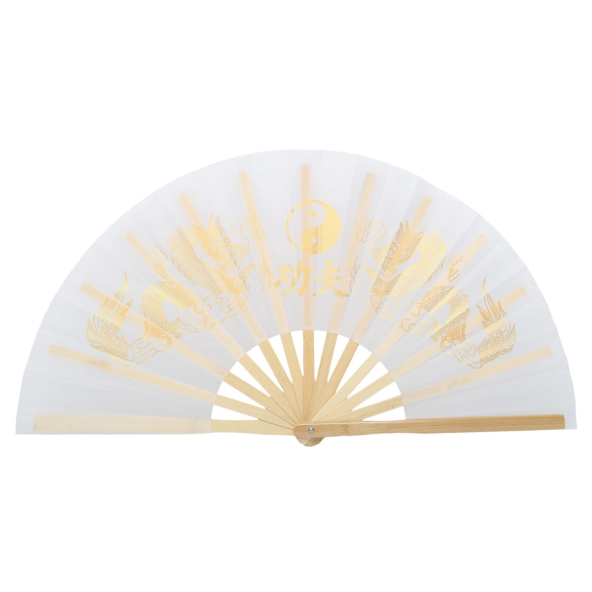 Traditional Bamboo Tai Chi Performance Fan with Protective Cover