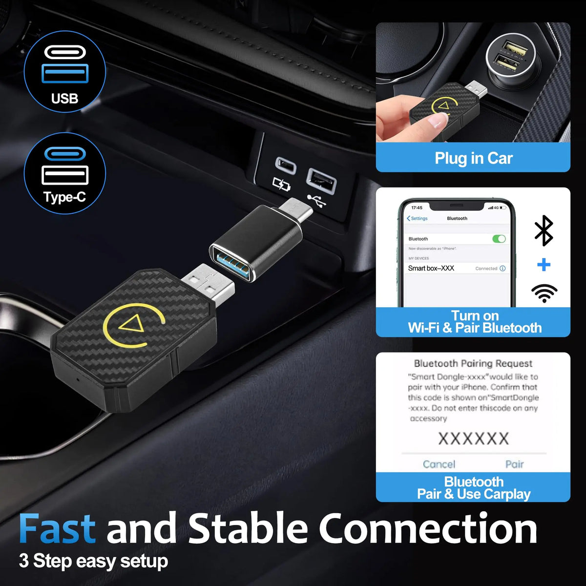 Wireless CarPlay & Android Auto Adapter