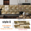 A set of self-adhesive marble texture PVC wall and kitchen tiles in various natural stone colors mounted on a backsplash.