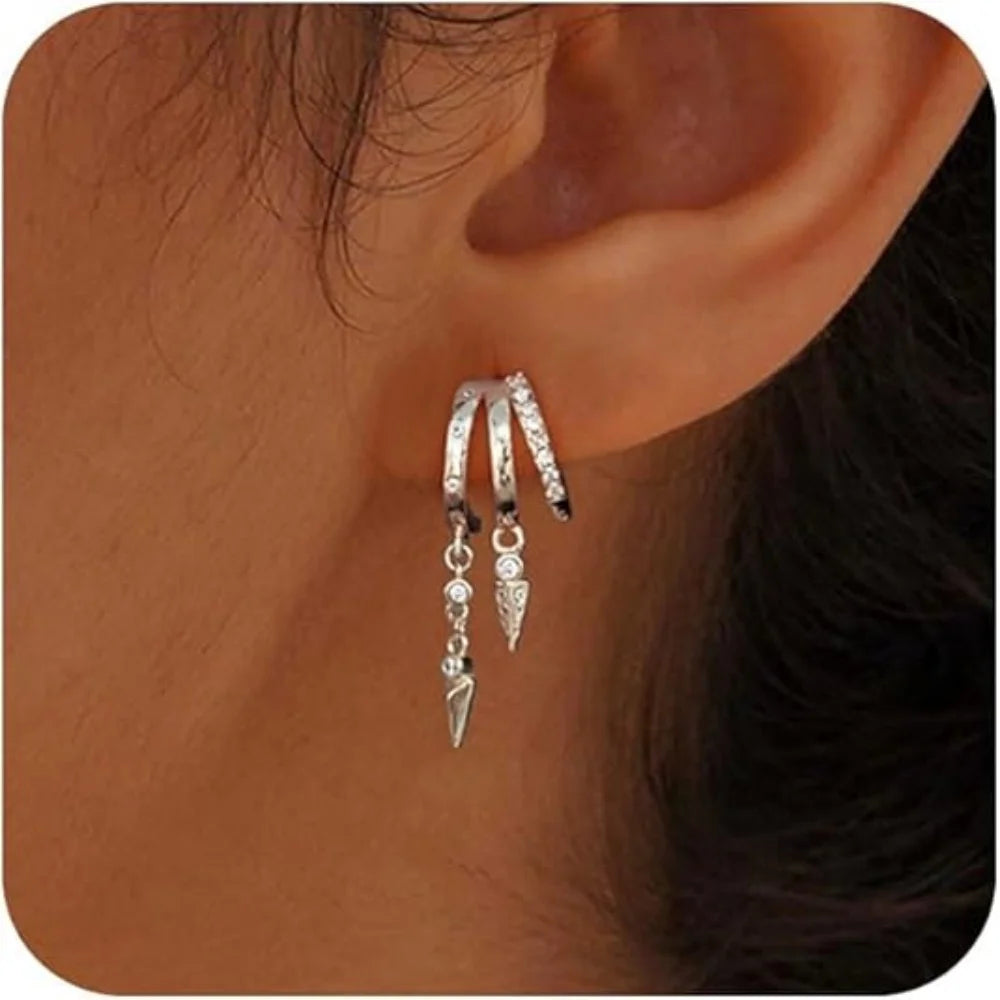 Gold Plated Triple Huggie Stud Earrings