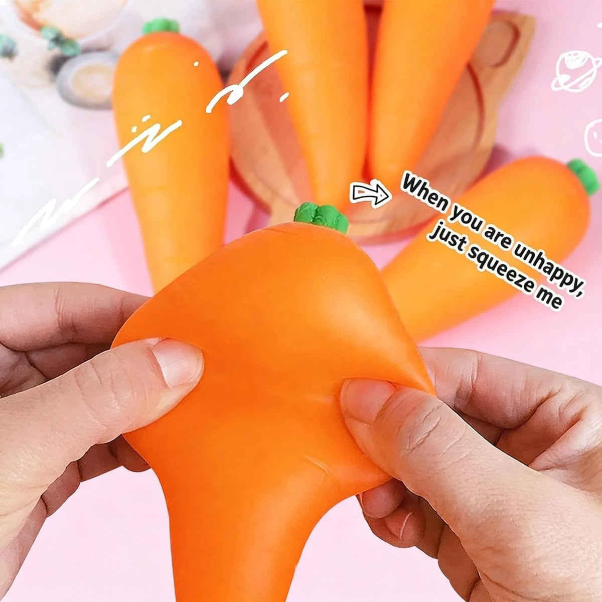 Carrot Stretch Squeeze Toy – Soft Stress Relief Fidget for Kids & Adults