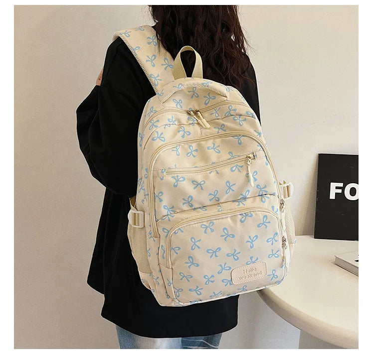 Korean Fashion Bow Print Backpack