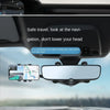 A rearview mirror showing a smartphone mounted on a rotating arm for navigation.