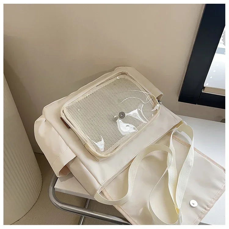 Y2K Transparent Ita Bag with DIY Badge Display Panel