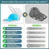 Comparison of a 2-layer hat washing cage and a mesh laundry bag for protecting baseball caps.