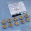 Silver instant no-sew snap button kit for loose jeans displayed on a white pouch.