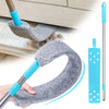 A close-up of a telescopic microfiber duster brush with an adjustable handle and gray cleaning head.